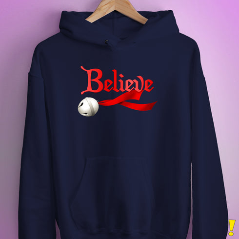 Believe Jingle Bell  Hoodie - Navy